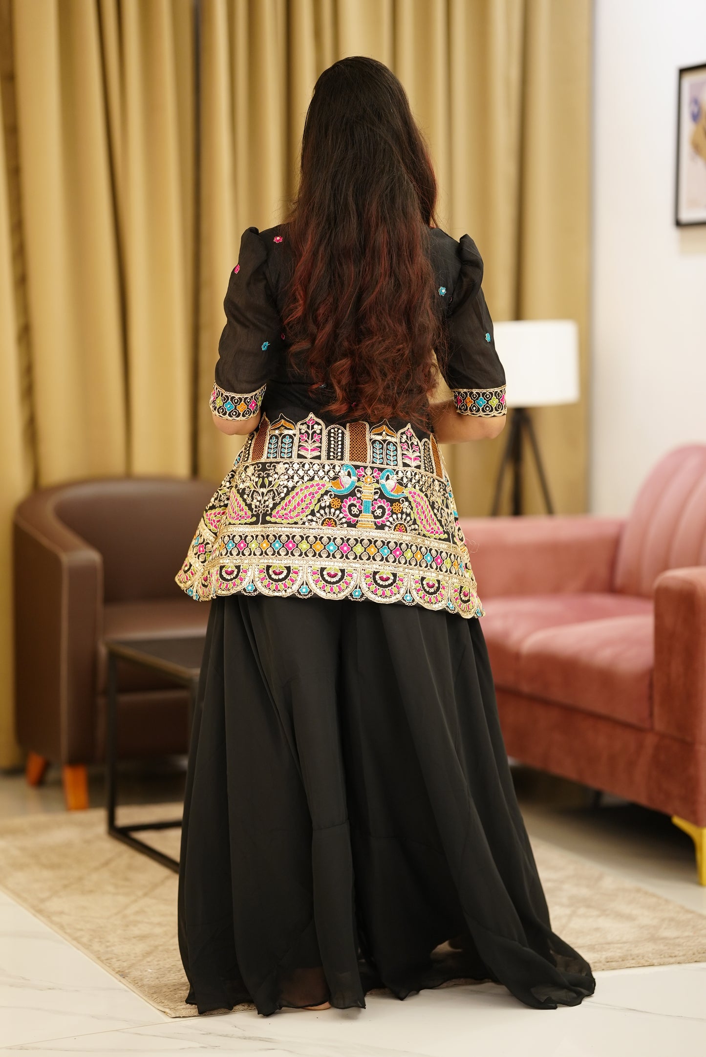 Black Party Wear with palazzo pants