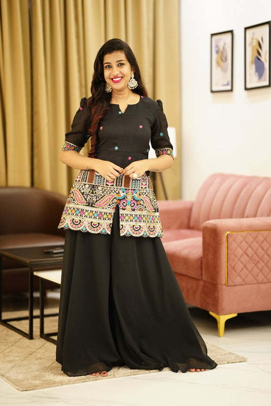 Black Party Wear with palazzo pants