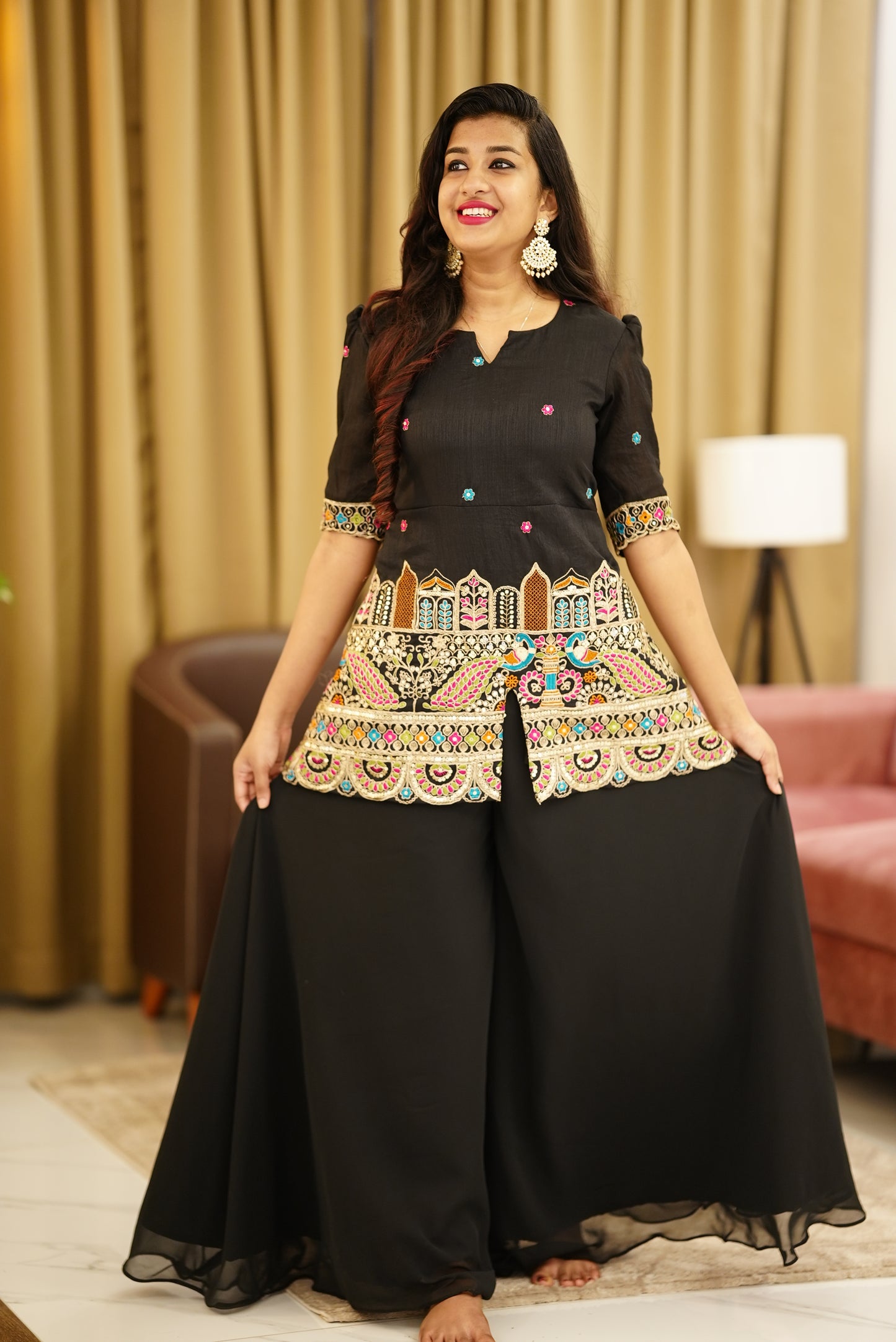 Black Party Wear with palazzo pants